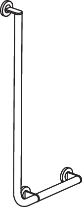 Winkelgriff des Systems 900, Edelstahl, PVD, waagerechte Länge 400 mm, senkrechte Länge 900 mm, D: 32 mm, Ausführung rechts, in Farbe CK (messing glänzend)