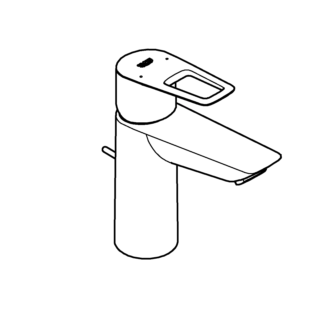 Einhand-Waschtischbatterie BauLoop 23762_1, M-Size, Einlochmontage, mit Temperaturbegrenzer, EcoJoy Mousseur 5,7 l/min, Zugstangen-Ablaufgarnitur aus Kunststoff 1 1/4″, chrom