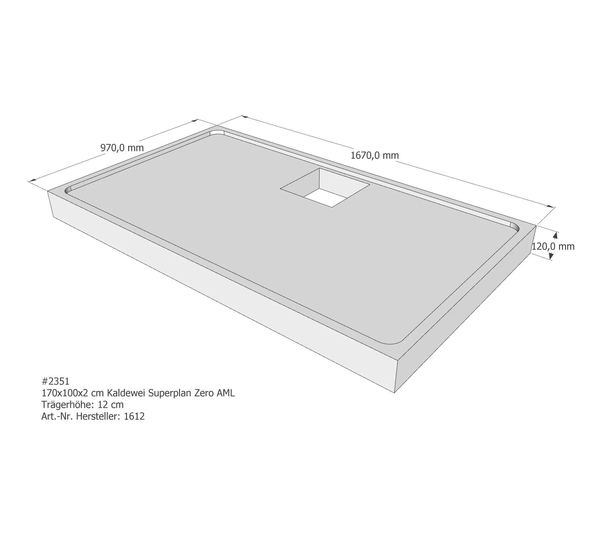 Duschwannenträger für Kaldewei Superplan Zero 170 × 100 × 2 cm Breite: 100 cm / Länge: 170 cm