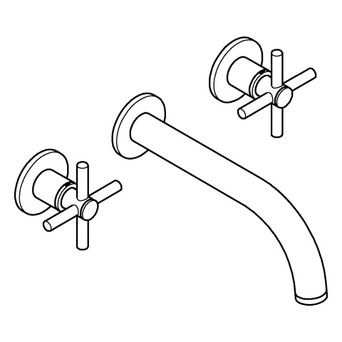 3-Loch-Waschtisch-Batterie Atrio 20661, Wandmontage, Fertigmontageset für 29 025 002, mit Kreuzgriffen, Ausladung 180 mm, chrom 3-Loch-Waschtisch-Batterie Atrio 20661, Wandmontage, Fertigmontageset für 29 025 002, mit Kreuzgriffen, Ausladung 180 mm, chrom