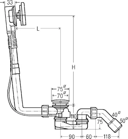 Viega Ab- und Überlaufgarnitur Modell 6171.10 „Multiplex“ 6171.10 in 560 mm × DN40 / 50 verchromt 9 cm Viega Ab- und Überlaufgarnitur Modell 6171.10 „Multiplex“ 6171.10 in 560 mm × DN40 / 50 verchromt 9 cm