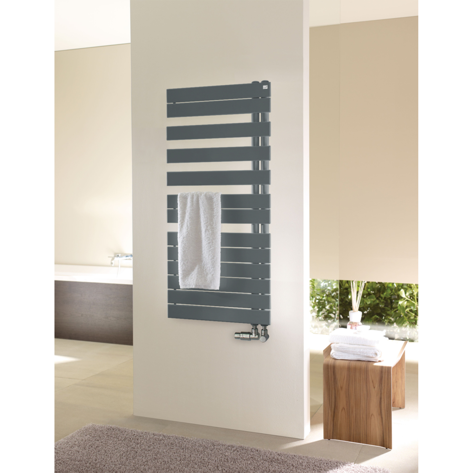 Zehnder Design-Heizkörper Roda Spa Asym links ROFL-080-055 805x65x550 RAL 7031