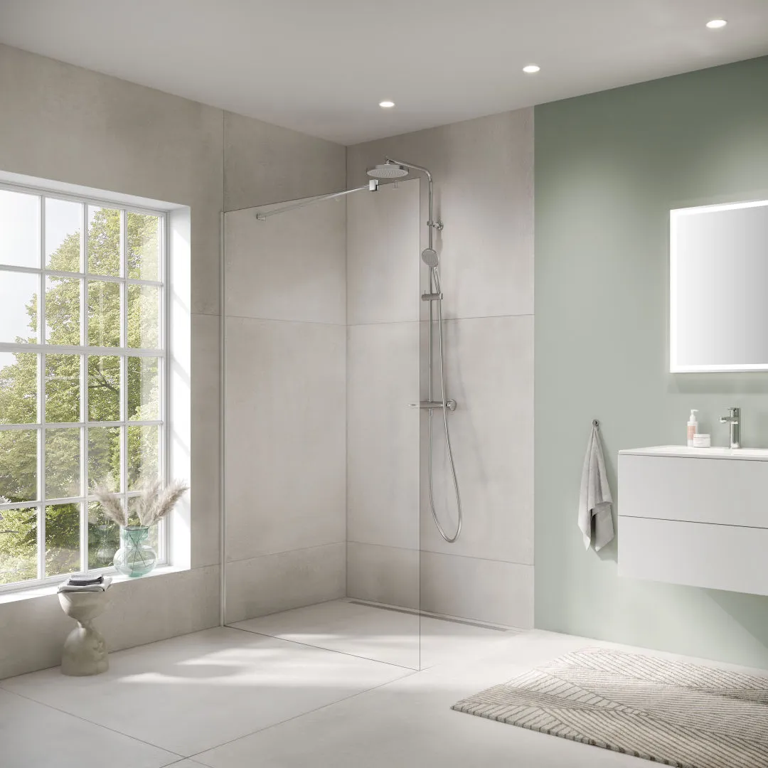 Kermi Duschdesign Walk-In-Duschkabine WALK-IN Wall „FILIA“ Glas Klar, Profile Silber Hochglanz, BV: 775 - 775 mm H: 2000 mm