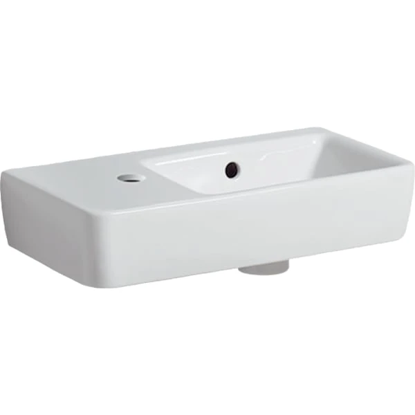 Wandwaschtisch mit Ablagefläche „Renova Compact“, rechteckig, mit Überlauf, Hahnlochposition links 50 × 25 cm