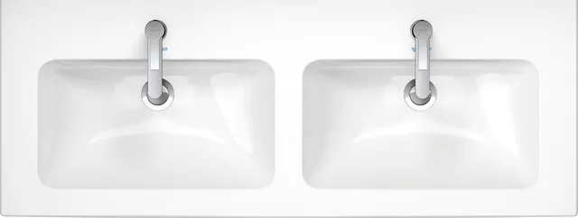 Doppel-Wandwaschtisch „ME by Starck“, mit Überlauf, Hahnlochposition mittig in Weiß Hochglanz Doppel-Wandwaschtisch „ME by Starck“, mit Überlauf, Hahnlochposition mittig in Weiß Hochglanz