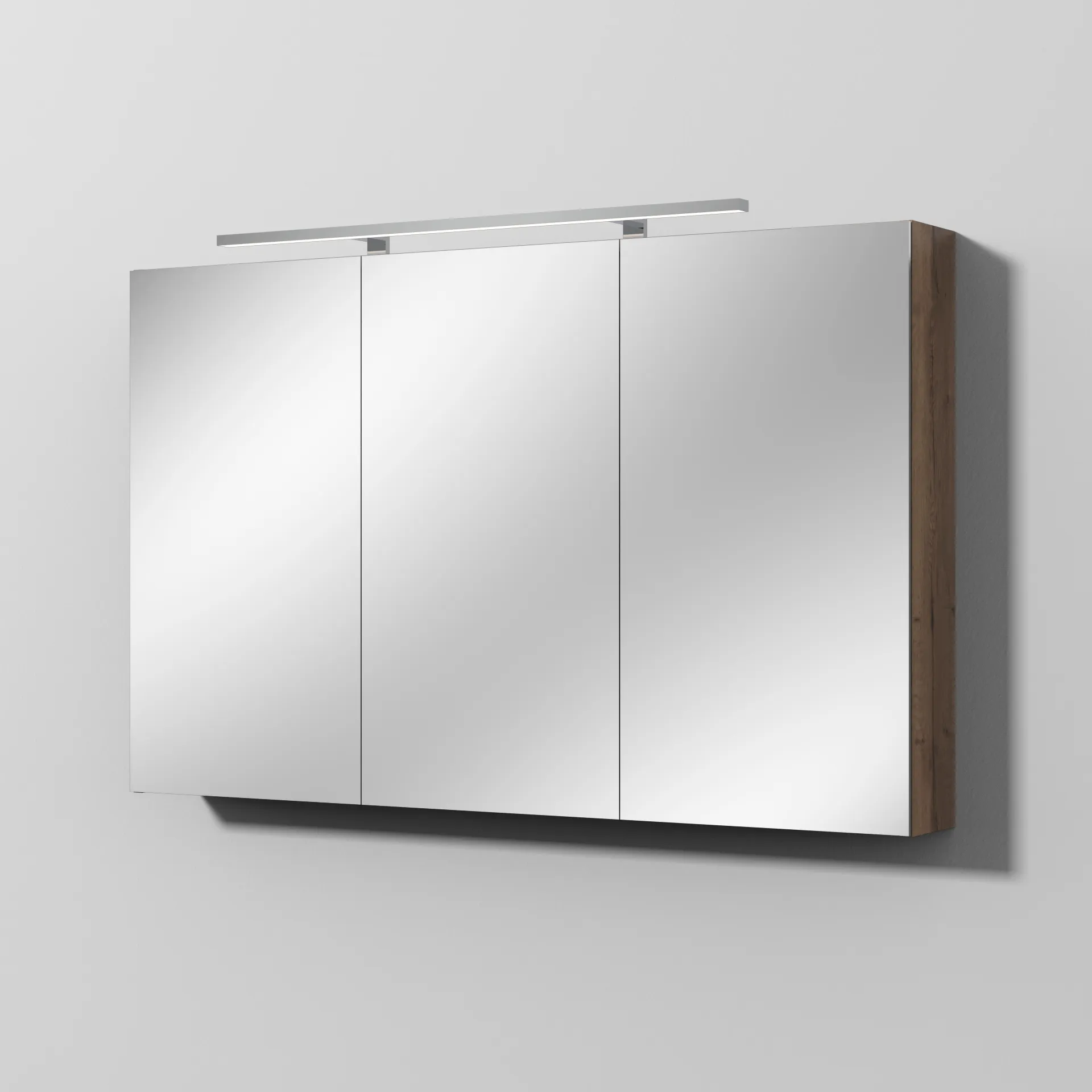 Sanipa Wandvorbau Spiegelschrank „Milla“ 1200 × 750 × 149 mm Anschlag links, links in Eiche Tabak, Anschlag links