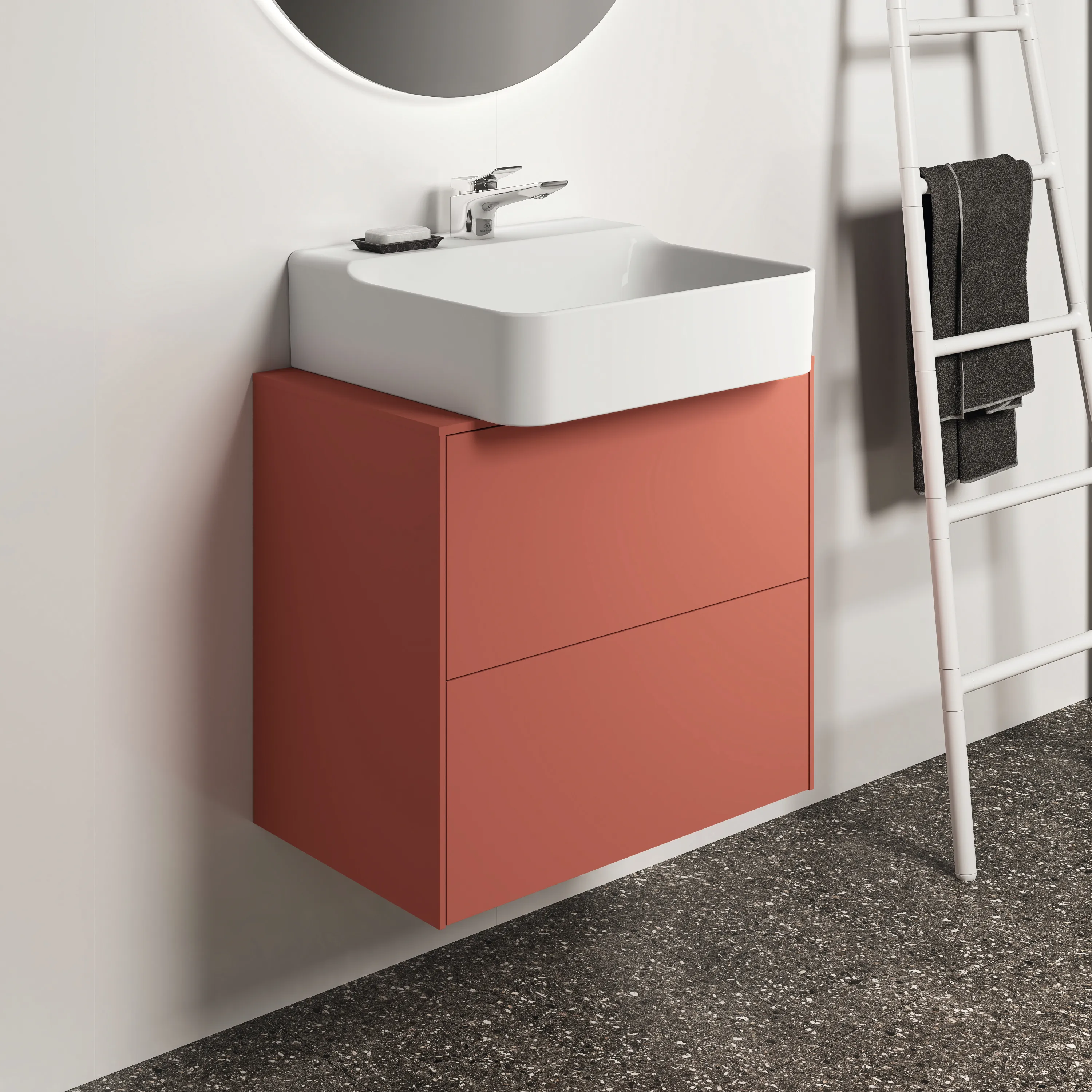 Ideal Standard Waschtischunterschrank Conca, 2 Auszüge, mittiger Ausschnitt, 602x373x550 mm, Sunset matt Ideal Standard Waschtischunterschrank Conca, 2 Auszüge, mittiger Ausschnitt, 602x373x550 mm, Sunset matt