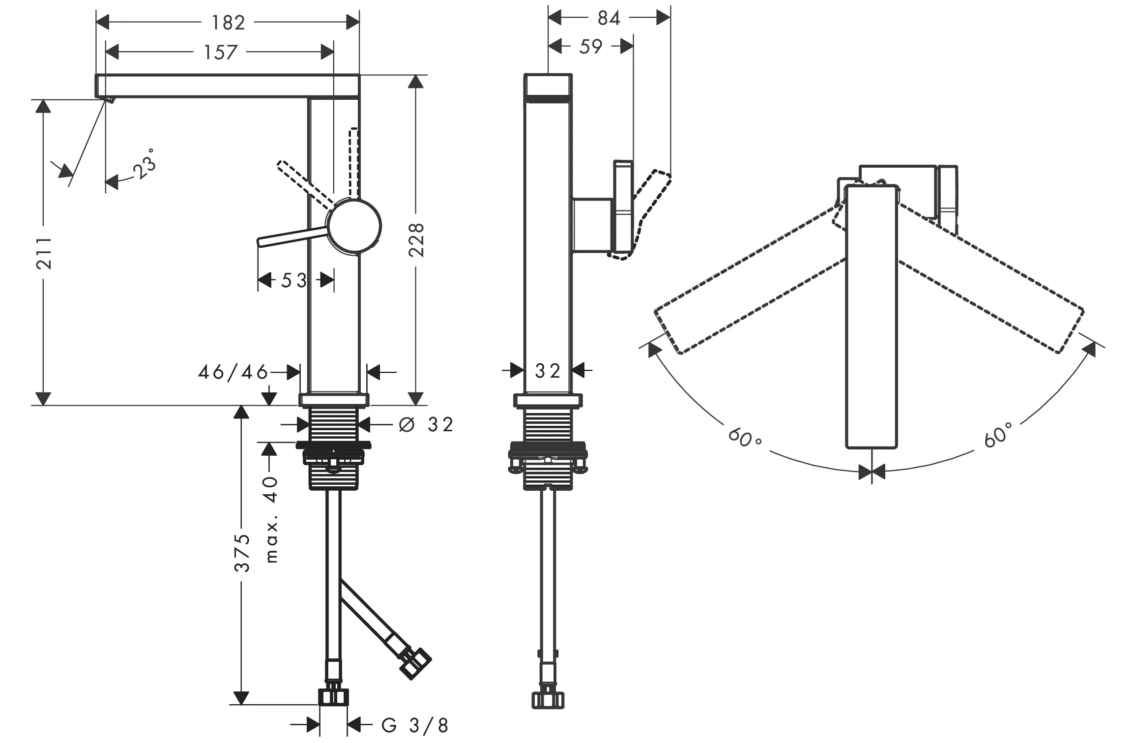Hansgrohe Tecturis E Einhebel-Waschtischmischer Chrom, Ausladung 157 mm, Auslaufhöhe 211 mm, Schwenkbereich 120°, Push-Open Ablaufgarnitur G 1¼, Keramikmischsystem