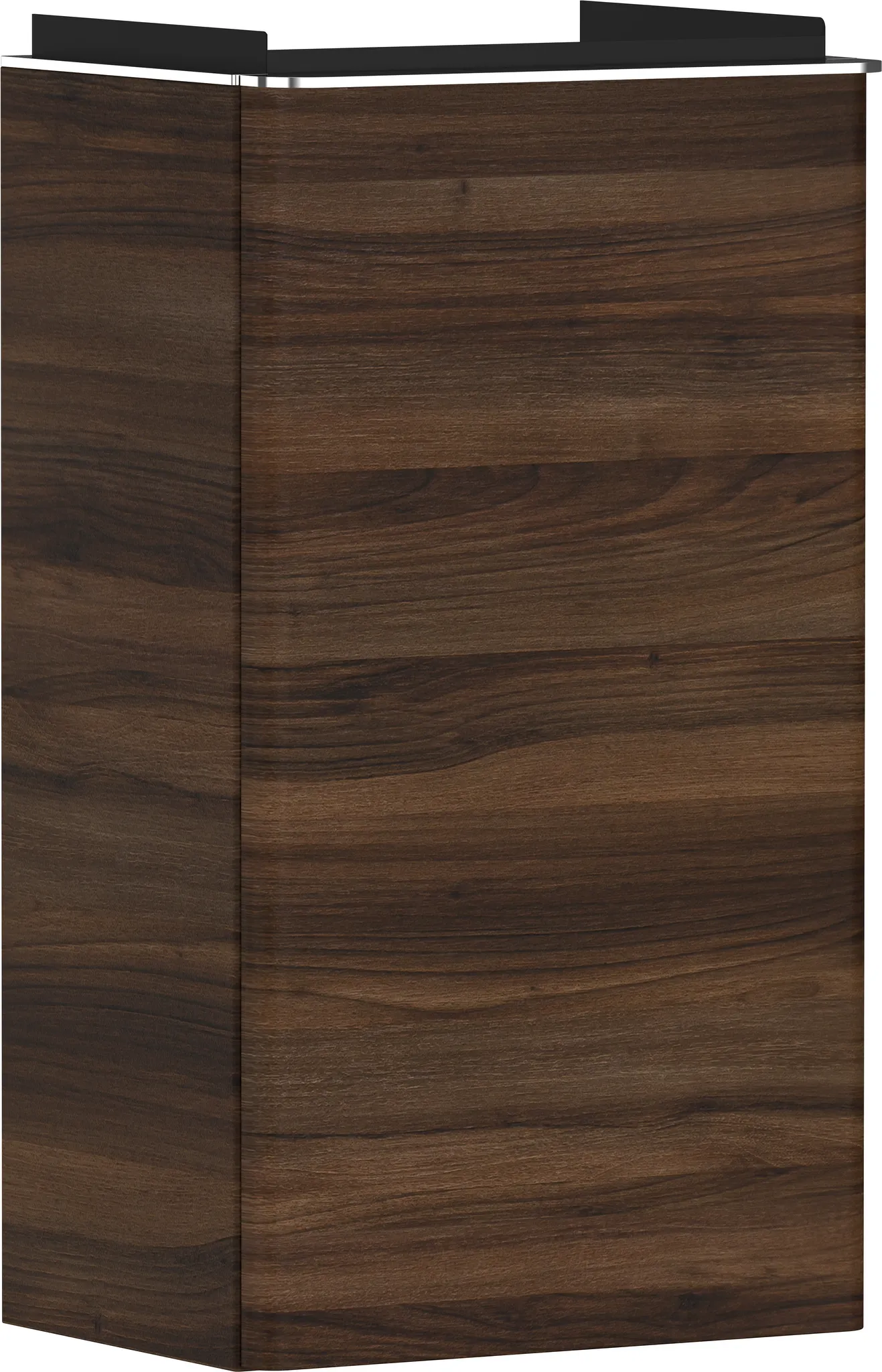 Xelu Q Waschtischunterschrank Nussbaum Dunkel 340/245 für Handwaschbecken, Türanschlag rechts Chrom