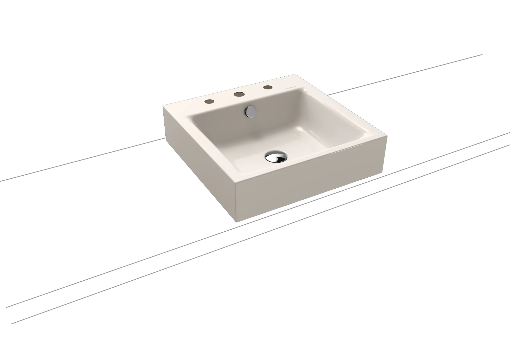 Aufsatzwaschtisch „Puro“ 46 × 46 cm, mit Überlauf in pergamon mit Perl-Effekt