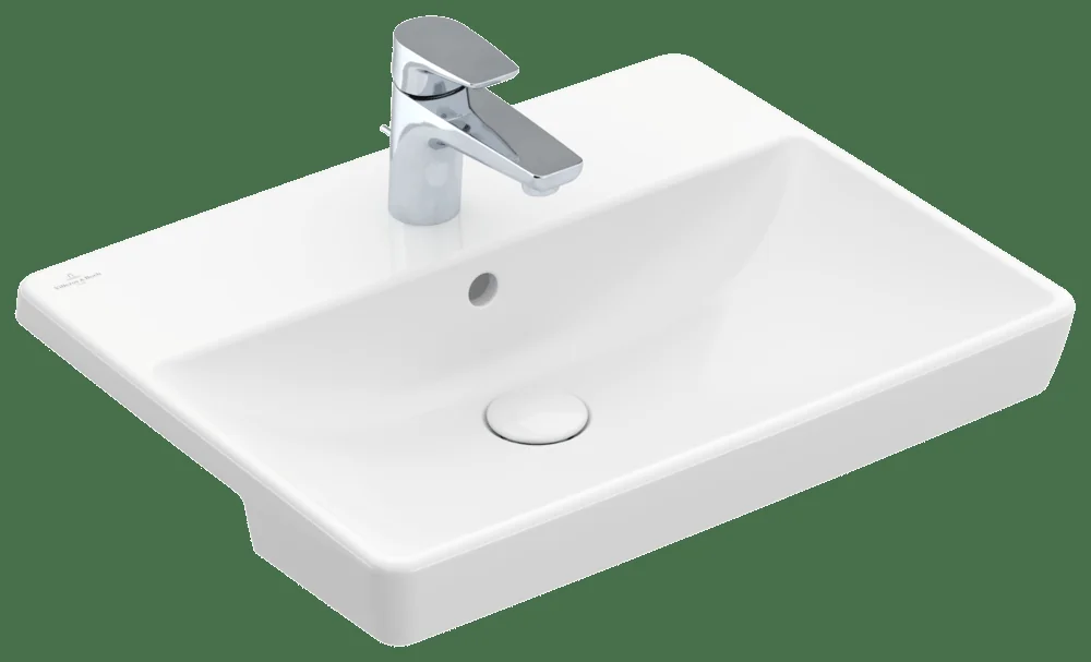 Villeroy & Boch Avento Vorbauwaschbecken 4A0655, 550 x 440 mm, Rechteck, 1HL. mit Überlauf, Weiß Alpin