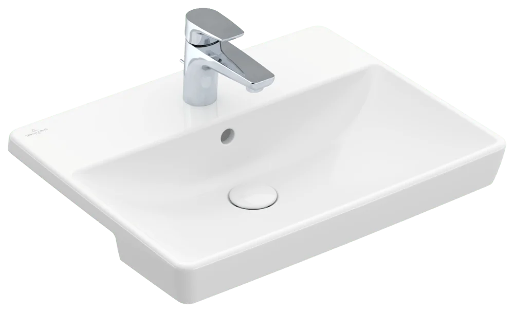 Villeroy & Boch Avento Vorbauwaschbecken, 550x440x145 mm, weiß Alpin, mit Überlauf, 3-Loch-Armatur Villeroy & Boch Avento Vorbauwaschbecken, 550x440x145 mm, weiß Alpin, mit Überlauf, 3-Loch-Armatur