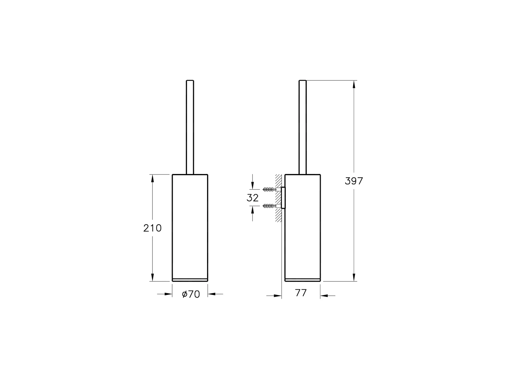 VitrA Origin WC-Bürstengarnitur Wandmontage 70mm Chrom VitrA Origin WC-Bürstengarnitur Wandmontage 70mm Chrom