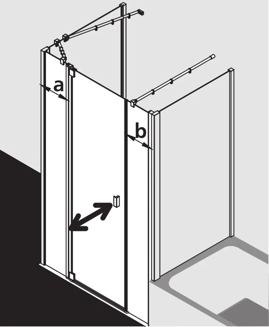Kermi Duschtür Pendeltür 1-flügelig links mit Festfeldern für Nische und Ecke „RAYA“ Glas SR Opaco, Profile Silber Mattglanz, BV: 998 - 1038 mm GAK: 985 - 1015 mm WE: 998 - 1038 mm H: 1850 mm Kermi Duschtür Pendeltür 1-flügelig links mit Festfeldern für Nische und Ecke „RAYA“ Glas SR Opaco, Profile Silber Mattglanz, BV: 998 - 1038 mm GAK: 985 - 1015 mm WE: 998 - 1038 mm H: 1850 mm