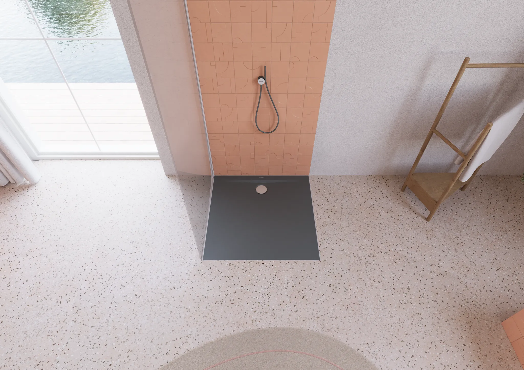 Kaldewei quadrat Duschwanne „Superplan Zero“ 100 × 100 cm mit Antislip Secure Plus, in warm grey 85