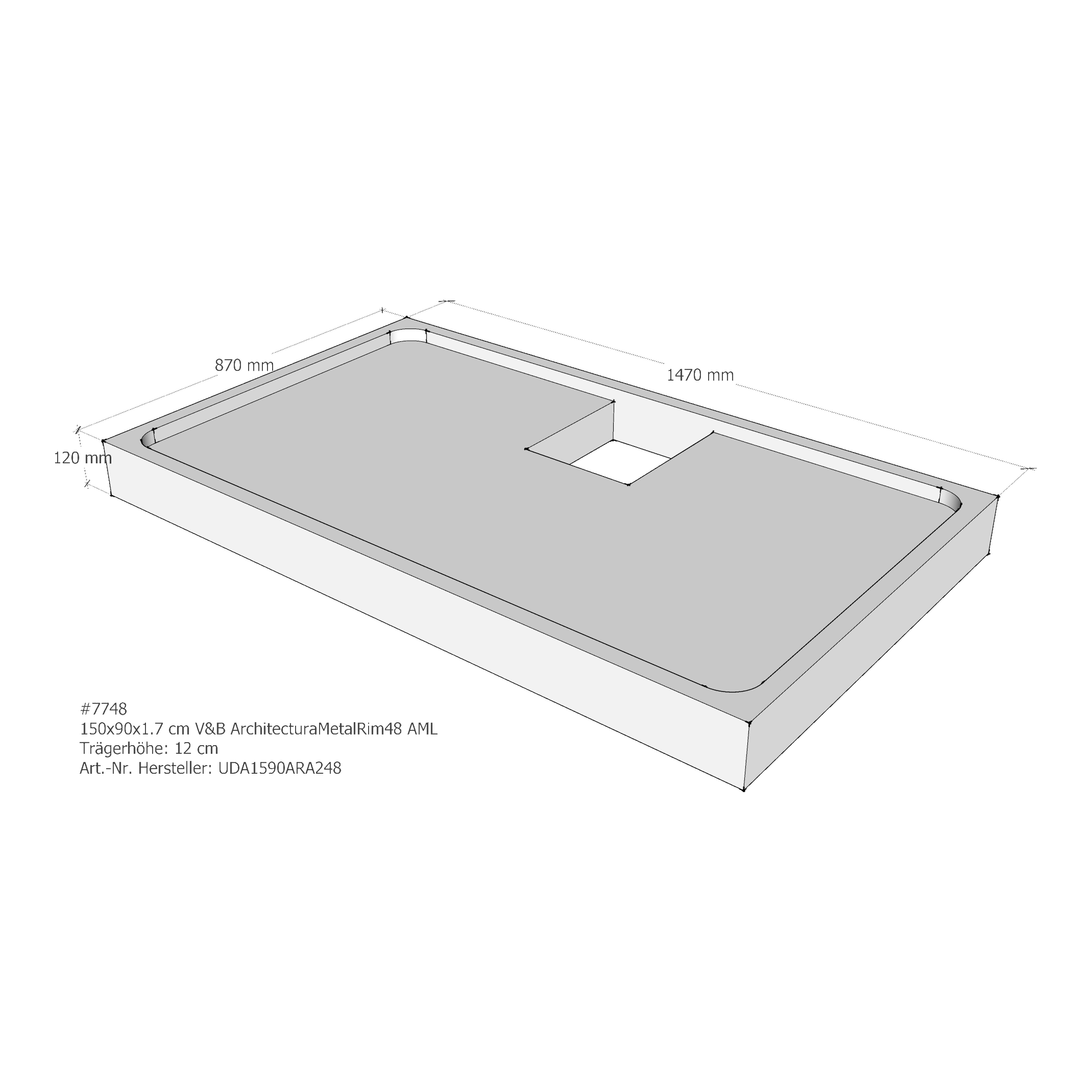 Duschwannenträger für Villeroy & Boch Architectura MetalRim 150 × 90 × 1,7 cm