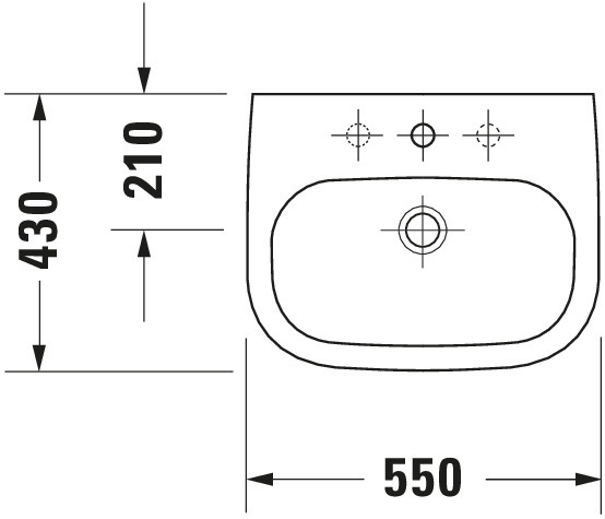 Wandwaschtisch „D-Code“, mit Überlauf 55 × 43 cm 