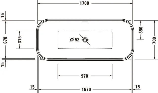 Duravit Badewanne „DuraFoga“ freistehend rechteck 170 × 70 cm