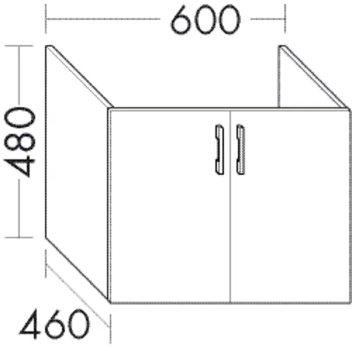 Waschtischunterschrank Sys30 von burgbad - 460 mm tief, 600 mm breit, 480 mm hoch, 2 Türen