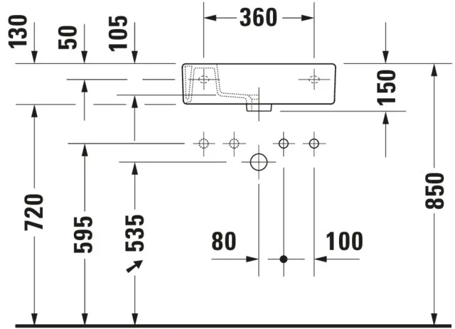 Wandwaschtisch „Vero“, mit Überlauf Wandwaschtisch „Vero“, mit Überlauf
