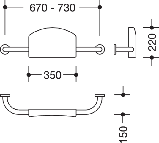 Rückenstütze Ser 805, Edelstahl, mit Rosetten BM211.2