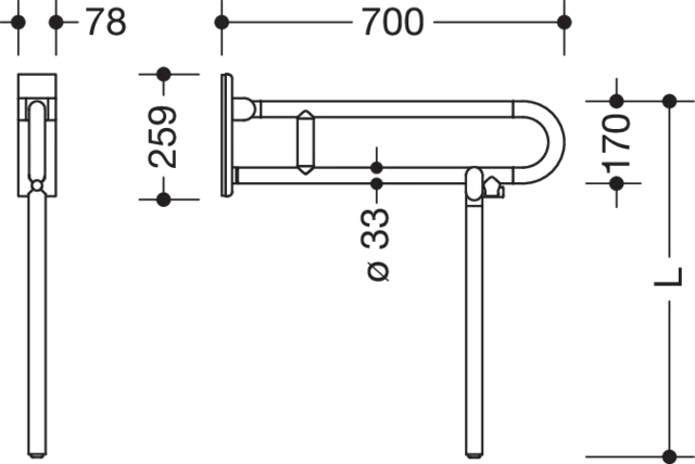 HEWI Stützklappgriff mobil „Serie 801“