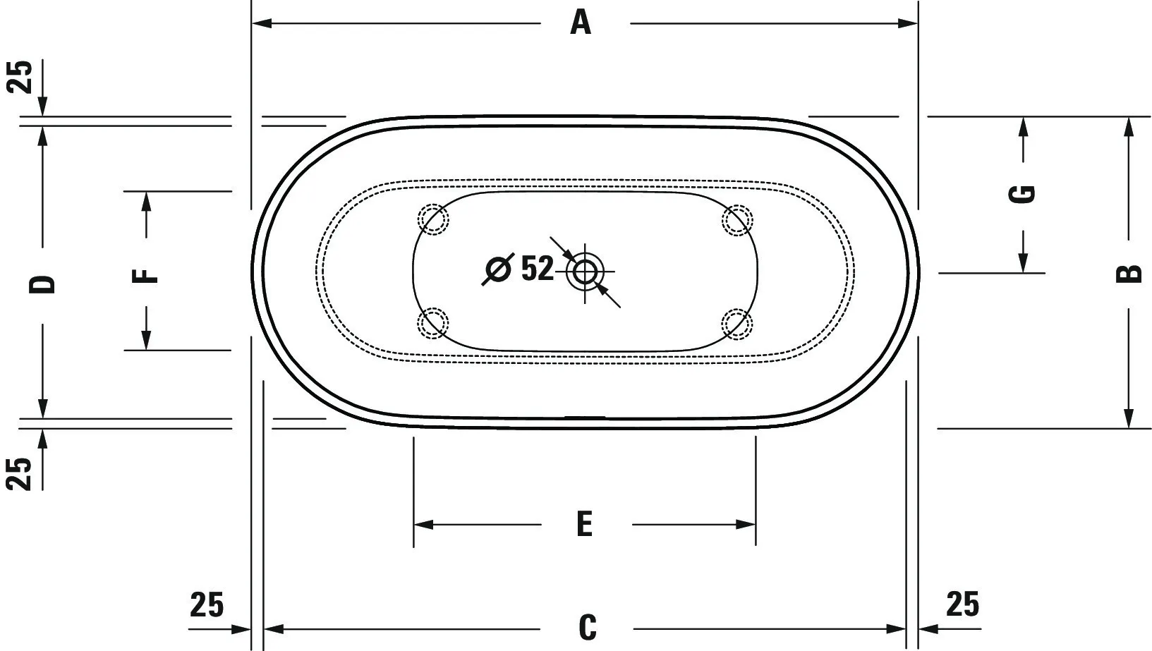 Duravit Badewanne „Luv“ freistehend oval 160 × 75 cm