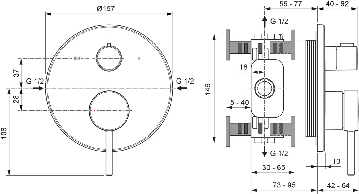 Ideal Standard Badearmatur Ceraline Nuovo Chrom Unterputz
