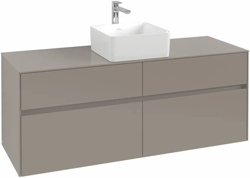 Villeroy & Boch Waschtischunterschrank „Collaro“ 1400 × 548 × 500 mm Glossy White, ohne Beleuchtung, für Becken mittig