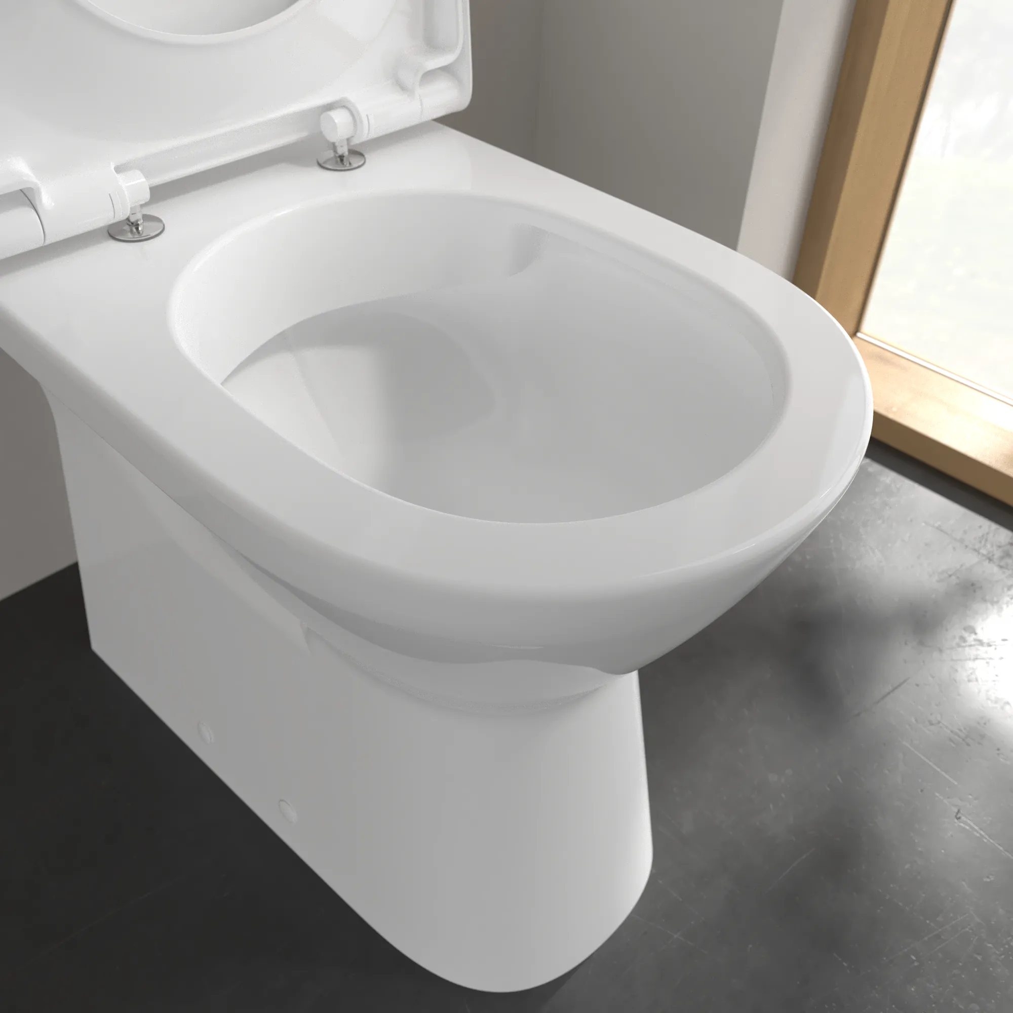 Stand-Tiefspül-WC für Kombination mit Spülkasten DirectFlush „ViCare“ 36 × 46 × 68 cm in Weiß Alpin, ohne Spülrand Stand-Tiefspül-WC für Kombination mit Spülkasten DirectFlush „ViCare“ 36 × 46 × 68 cm in Weiß Alpin, ohne Spülrand