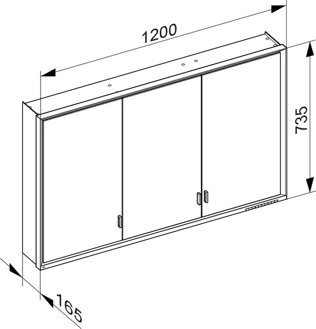 KEUCO Wandvorbau Spiegelschrank mit verdecktem Ablagefach „Royal Lumos“ in Silber (eloxiert), Aufputz, mit Steckdosen 1200 × 735 × 165 mm