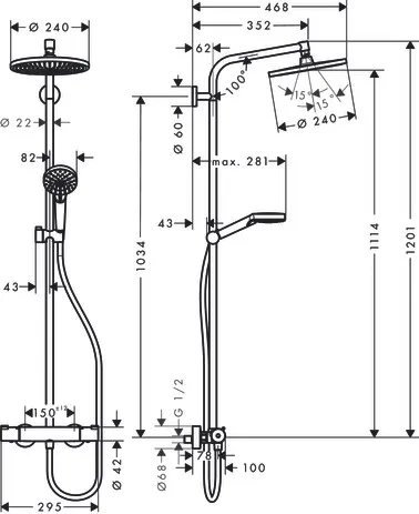 Showerpipe Crometta S 240 chrom Showerpipe Crometta S 240 chrom