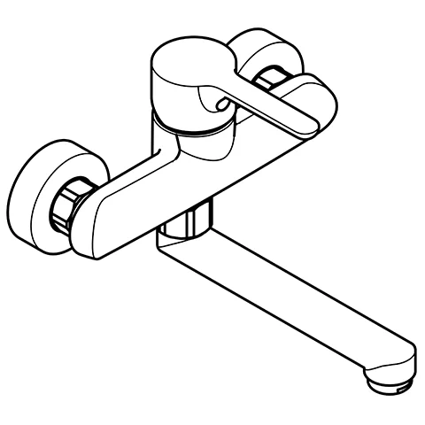 Kludi-M1 Spültisch-Wand-Armatur DN 15 Chrom, 160 mm, Einhebelmischer, Wandmontage, geschlossener Hebel, Metall, schwenkbarer Auslauf