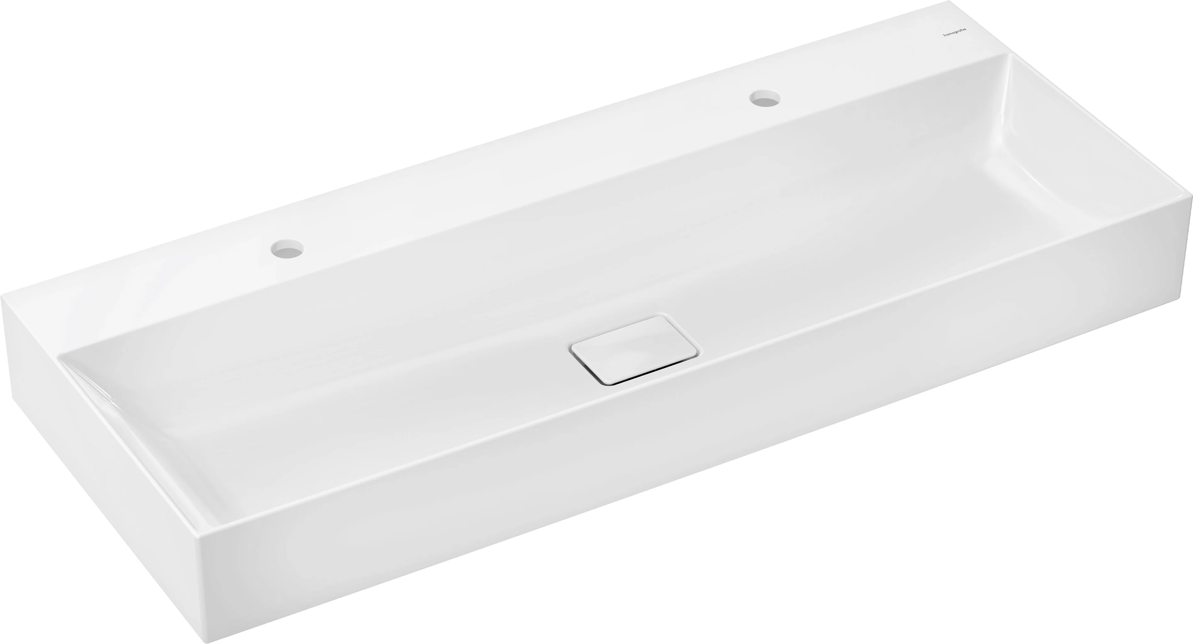 Hansgrohe Xevolos E Waschtisch, Keramik, weiß, 1200x480 mm, 105 mm Innenhöhe, SmartClean, 2 Hahnlöcher, ohne Überlauf, Aufsatz und wandhängend