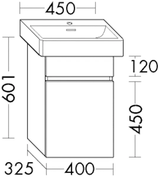 Waschtischunterschrank Sys30 PG1 Aqua von burgbad – 400 mm breit, 325 mm tief, 601 mm hoch, 1 Tür mit leise schließendem Türdämpfungssystem