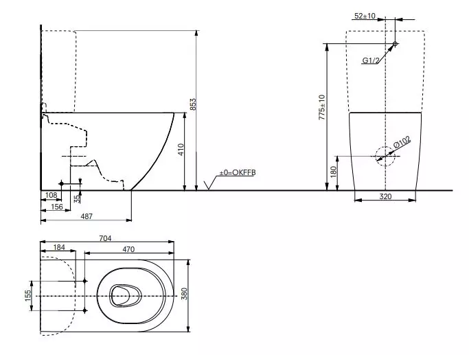 Toto Stand-Tiefspül-WC „NC“ 380 × 410 × 704 mm