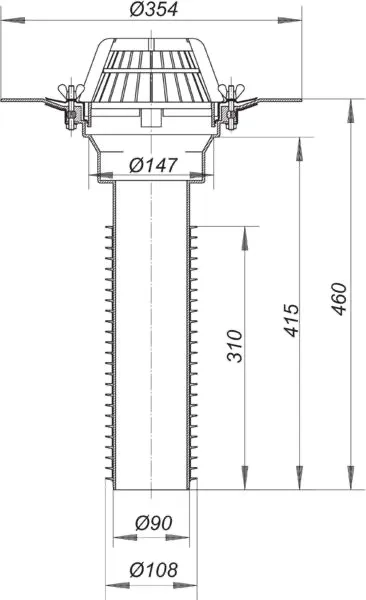 Sanierungs-Dachablauf 63 T Schraubflansch, DN 100 Sanierungs-Dachablauf 63 T Schraubflansch, DN 100
