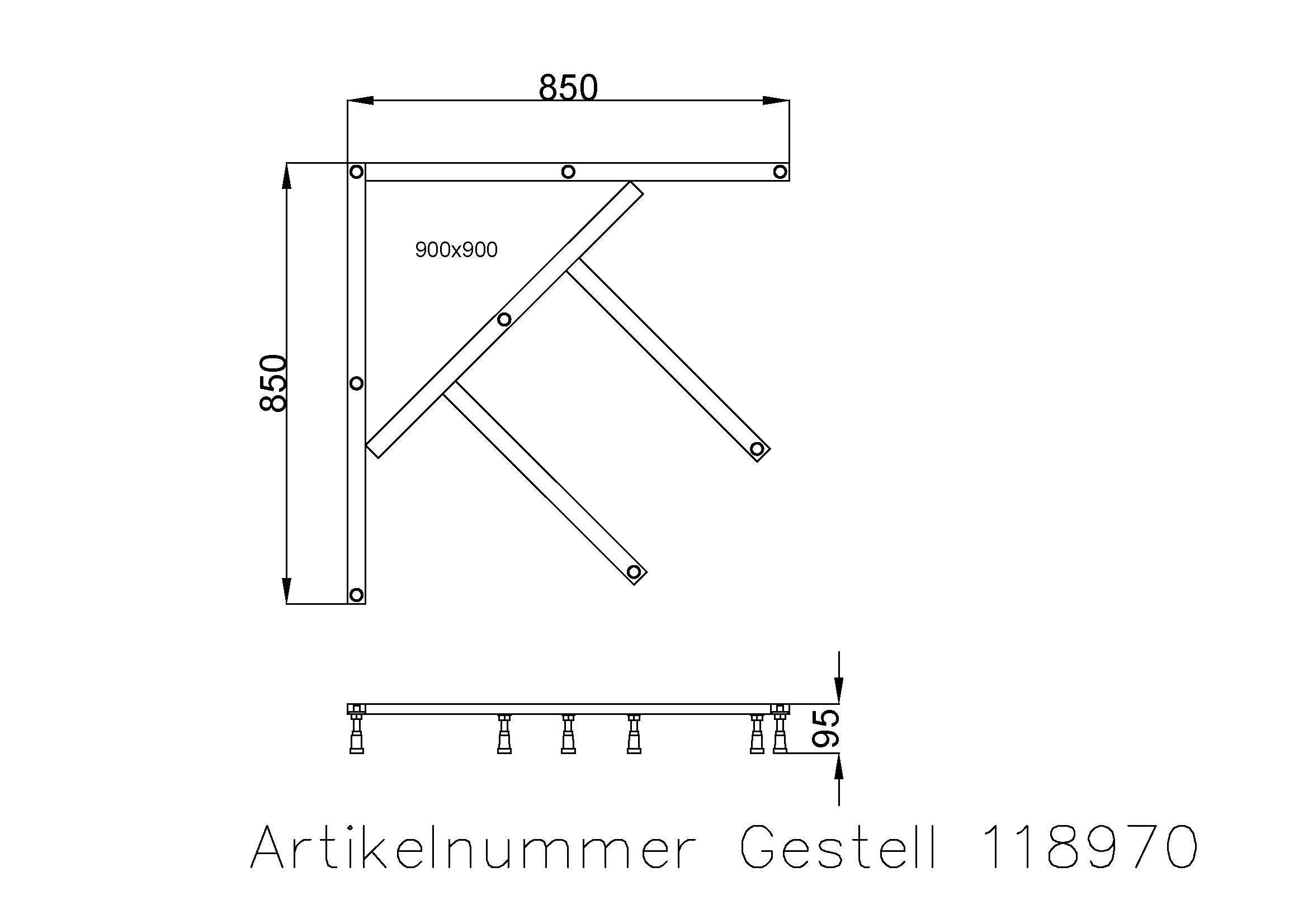 Hoesch Untergestell für Duschwanne „Muna“ 4196, 4219 90 × 88 cm