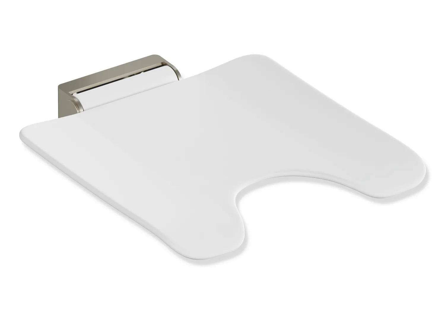 Klappsitz des Systems 900, Wandkonsole aus Edelstahl, PVD, Sitzfläche mit Hygieneausschnitt aus strukturiertem Kunststoff, weiß, Sitzfläche 450 mm breit, 450 mm tief, in Farbe CK (messing glänzend)