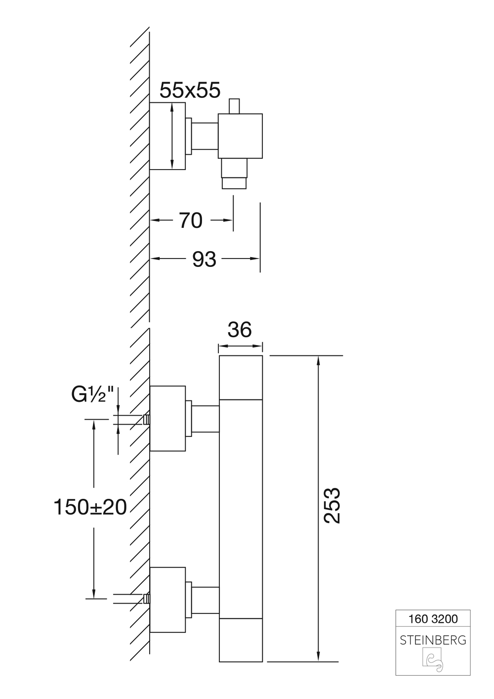 Serie 160 Brause-Aufputzthermostat 1/2