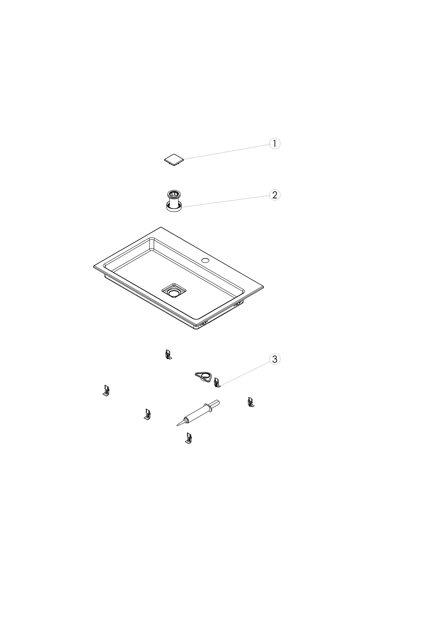 Waschbecken „RE-Serie“ 700 × 65 mm, Hahnlochposition mittig mit ProShield Waschbecken „RE-Serie“ 700 × 65 mm, Hahnlochposition mittig mit ProShield