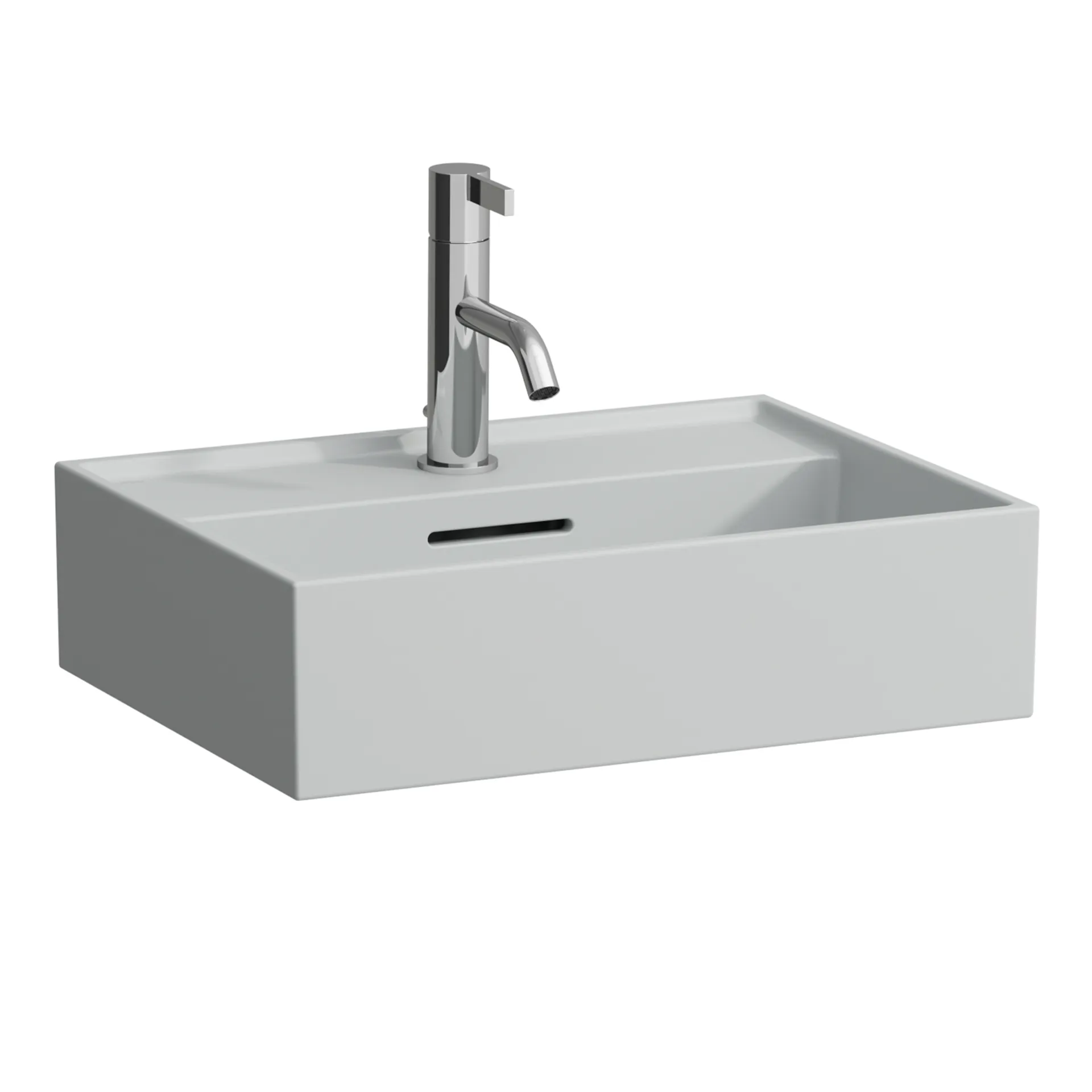 Laufen Handwaschbecken Kartell Laufen, 340x450x140 mm, 1 Hahnloch mit Überlauf, Standardablauf grau matt