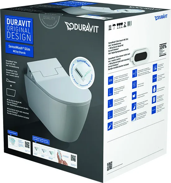 Duravit Wand-Tiefspül-WC inkl. SensoWash® Slim-Sitz „ME by Starck“ 37,3 × 57 × 10,6 cm ,, Befestigung verdeckt