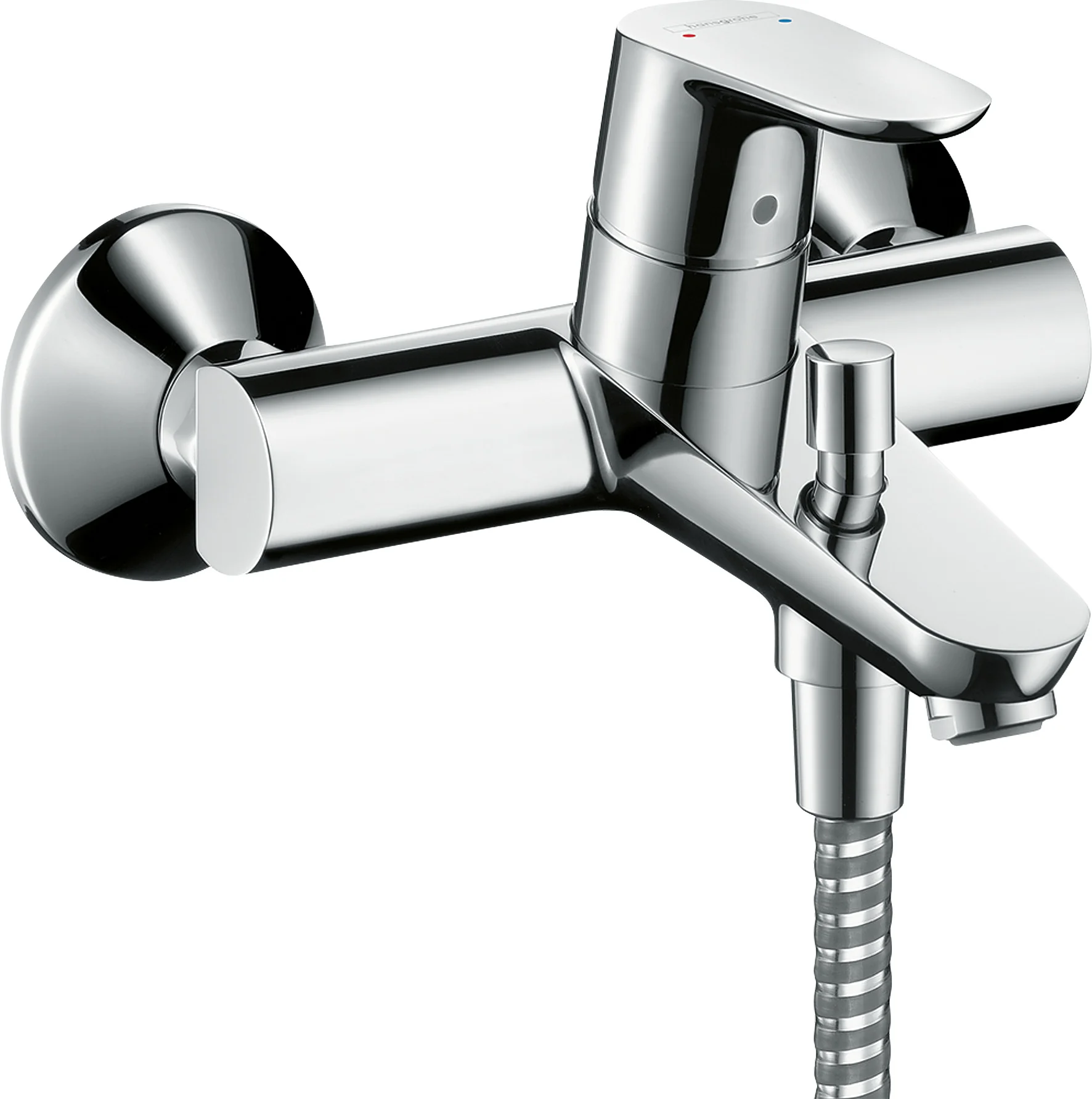 Hansgrohe Focus Einhebel-Wannenmischer Aufputz Chrom, Ausladung 180 mm, Stichmaß 150 ± 12 mm, Normalstrahl, max. Durchfluss 19,8 l/min