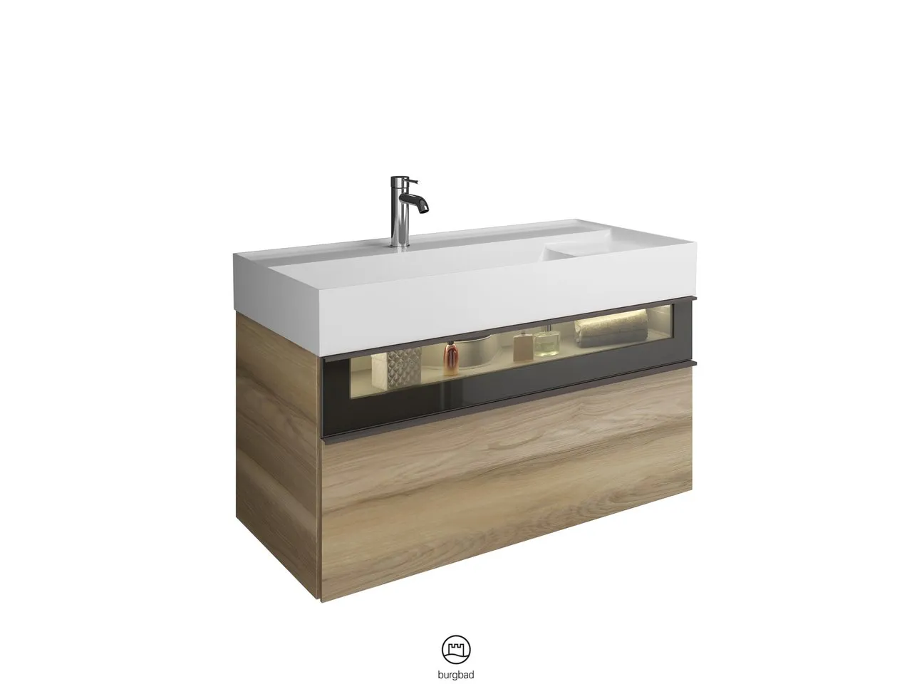 burgbad Yumo Mi-Waschtisch inkl. WTU SFMX102, Mineralguss, 470x1015x610mm, PG1 burgbad Yumo Mi-Waschtisch inkl. WTU SFMX102, Mineralguss, 470x1015x610mm, PG1