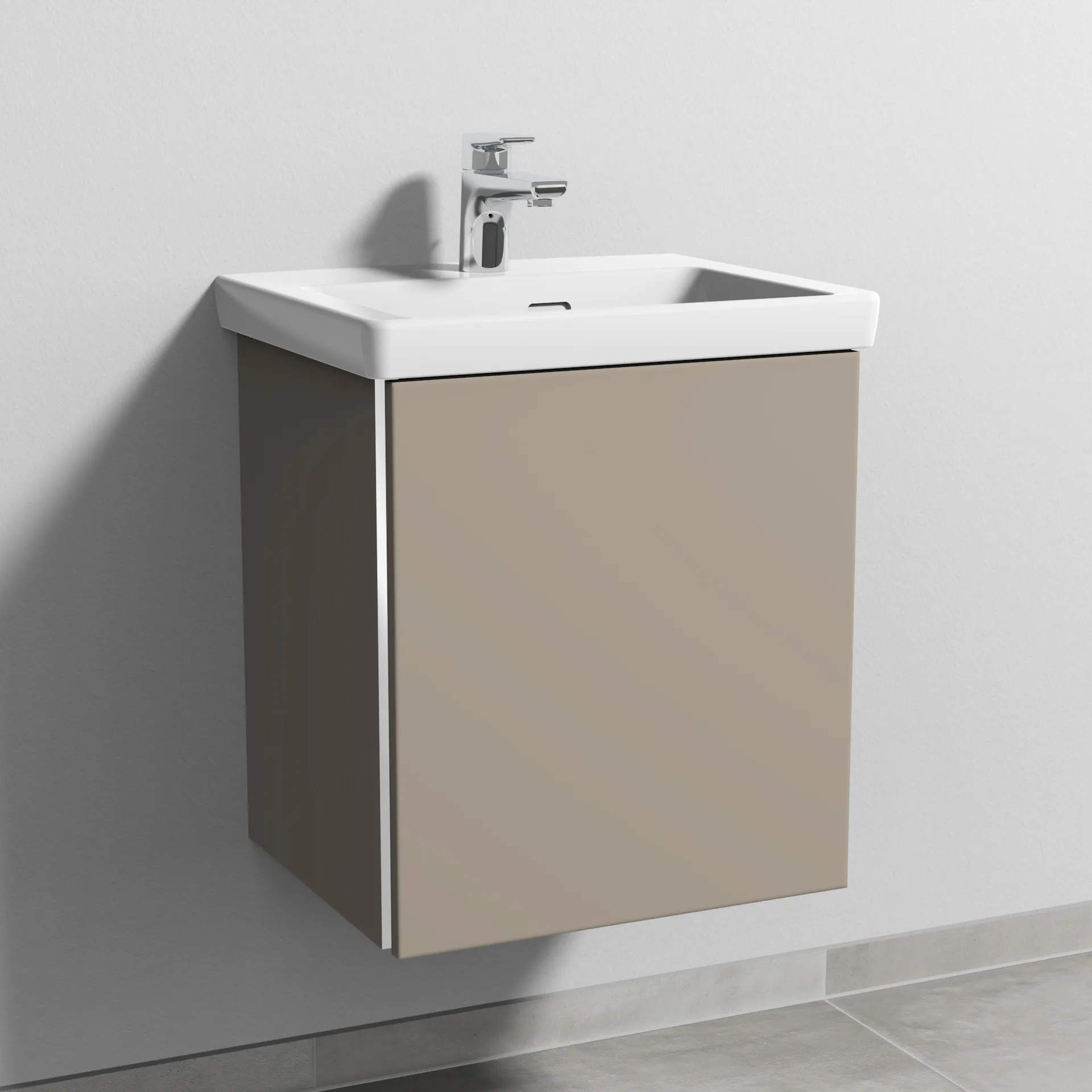 Sanipa Waschtischunterschrank „3way“ 457 × 517 × 391 mm in Sandgrau (matt), Anschlag rechts