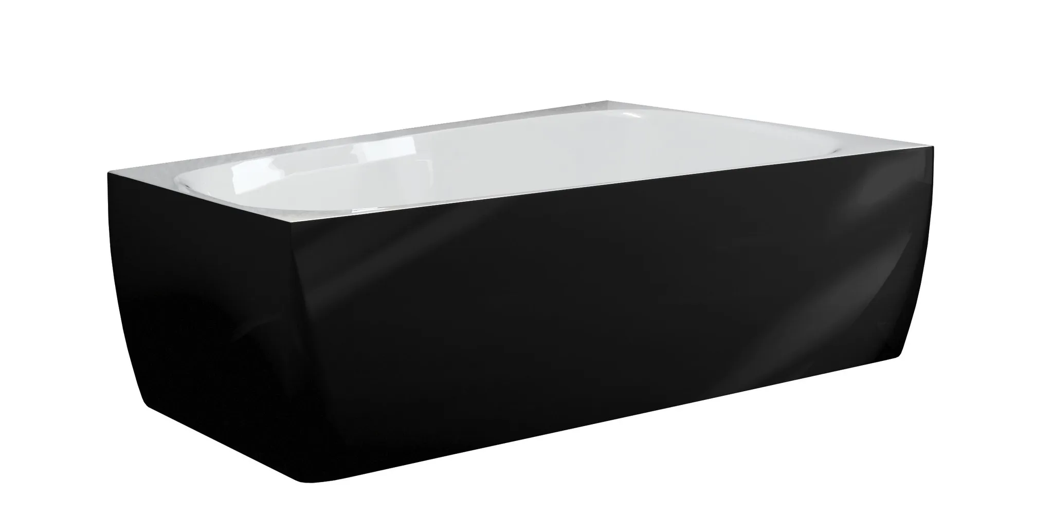 Hoesch Badewanne „iSensi“ Monolith trapez 180 × 140 cm, mit Schürze, rechts in Weiß (glänzend) / Schwarz (glänzend)