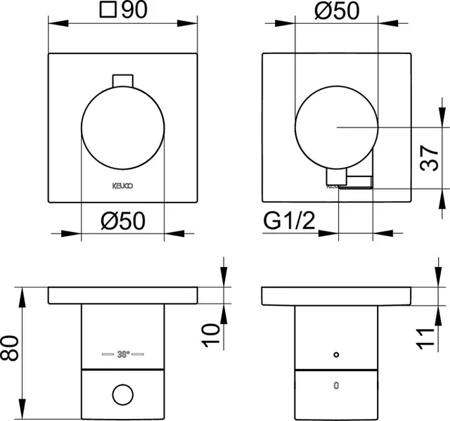 Edition 11 51153011122 Thermostatarmatur Set UP 2-Wege mit Schlauchanschluss verchromt