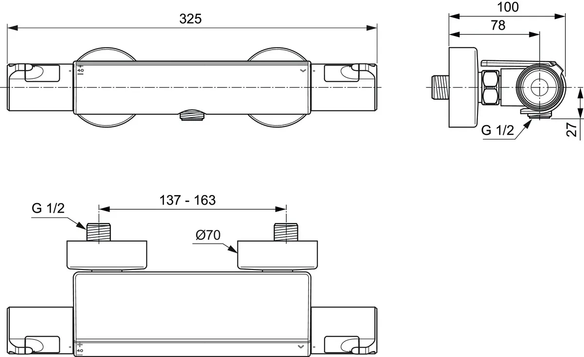 Brausethermostat Aufputz Ceratherm T50 mit Ablage Chrom Brausethermostat Aufputz Ceratherm T50 mit Ablage Chrom