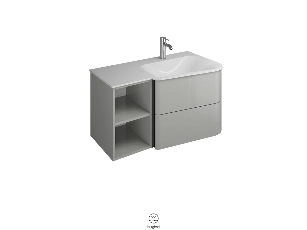 burgbad Badmöbelset „Badu“ Griffleiste, Schwarz, in Veloursgrau Softmatt burgbad Badmöbelset „Badu“ Griffleiste, Schwarz, in Veloursgrau Softmatt